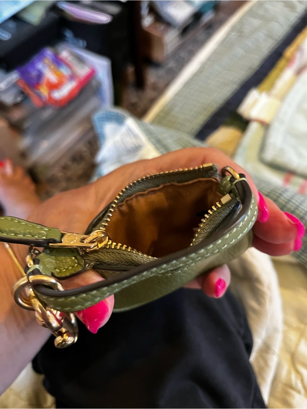 Coach Olive Pebbled Leather Green Bag Charm Vintage - Picture 7 of 15